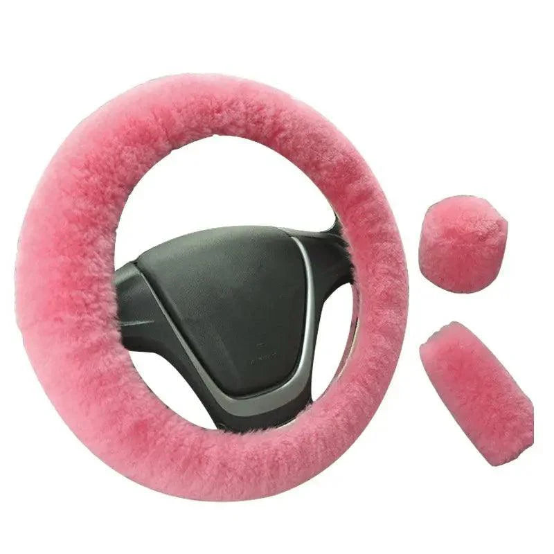 Lot de 3 Housses de Volant en Laine et Fourrure Douce pour l'Hiver – 16 Couleurs – Couvre Frein à Main et Levier de Vitesse Universels – Accessoires Auto