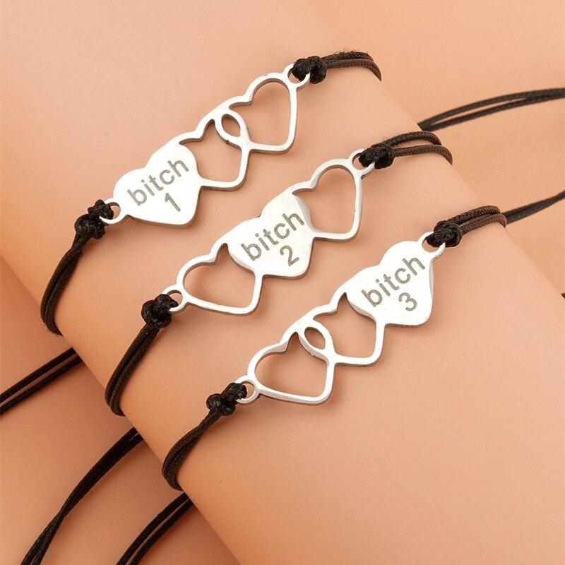 Lot de 3 bracelets d'amitié sœurs avec carte, meilleurs amis, assortis, distance, cœur, cadeaux pour femmes, filles, adolescentes, hommes