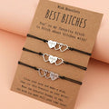 Lot de 3 bracelets d'amitié sœurs avec carte, meilleurs amis, assortis, distance, cœur, cadeaux pour femmes, filles, adolescentes, hommes