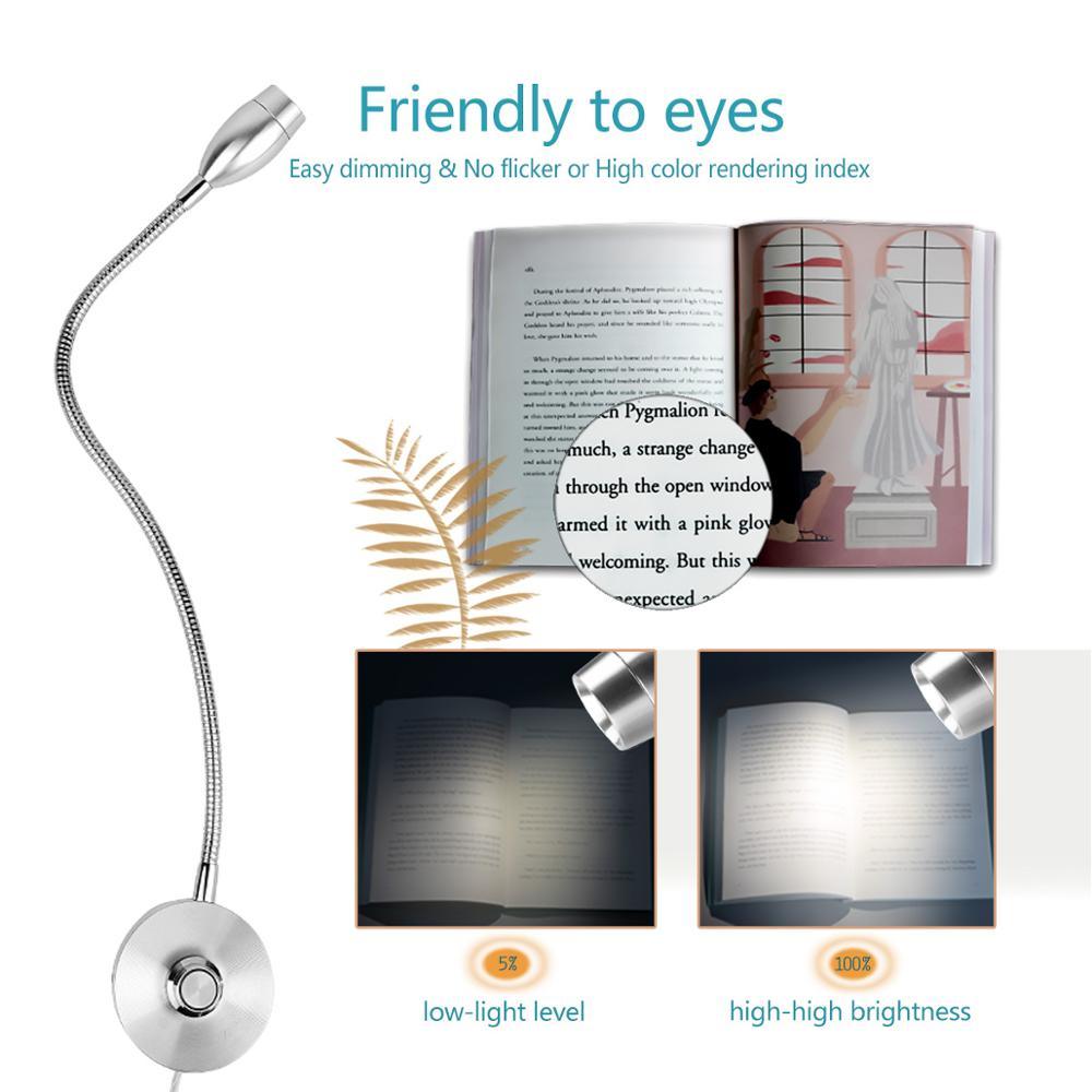 Lampe de lecture murale dimmable 3W, applique murale LED pour la lecture au lit, lampe de chevet pour la lecture et l'étude, lampe de table décorative, jolies lampes d'étude pour la décoration de chambre