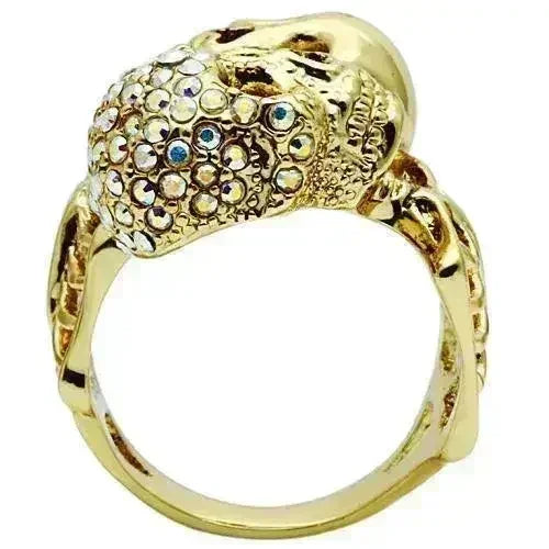 3W007 - Bague en métal blanc doré avec cristal de qualité supérieure en Aurore