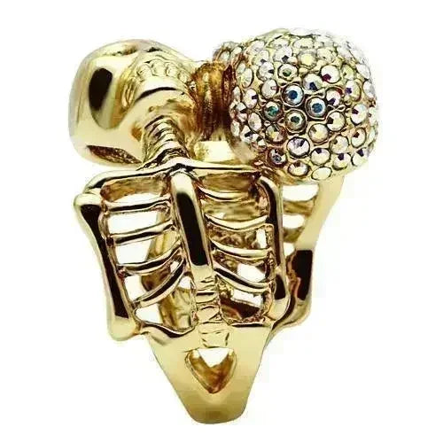 3W007 - Bague en métal blanc doré avec cristal de qualité supérieure en Aurore