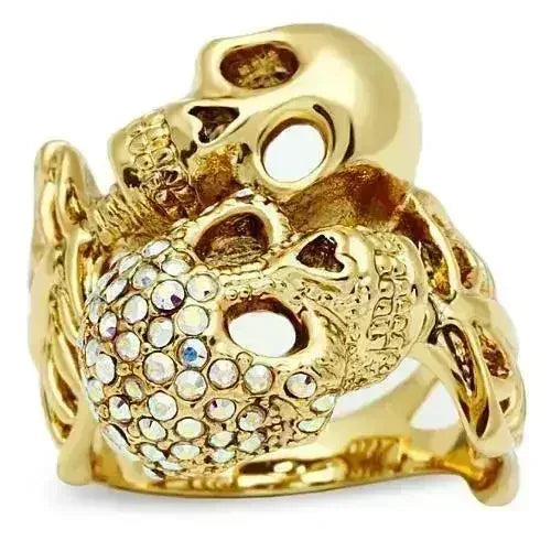 3W007 - Bague en métal blanc doré avec cristal de qualité supérieure en Aurore
