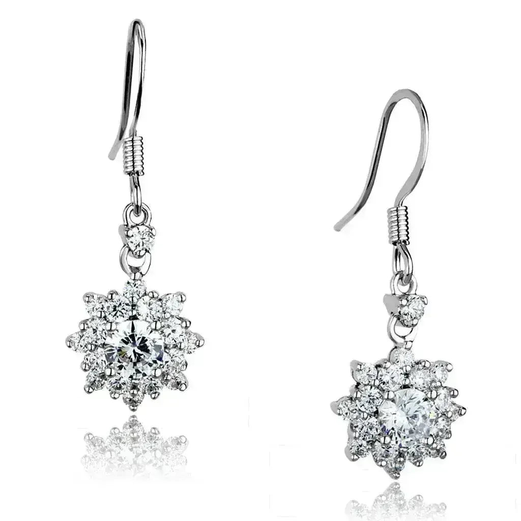 Boucles d'oreilles en laiton plaqué rhodium 3W1054 – Clous d'oreilles en zircon cubique transparent AAA