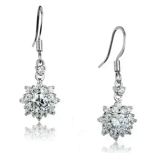 Boucles d'oreilles en laiton plaqué rhodium 3W1054 – Clous d'oreilles en zircon cubique transparent AAA