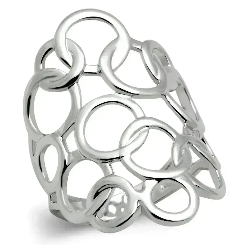 Anneau moderne en laiton - Plaqué rhodium - Bande minimaliste - Sans pierre précieuse