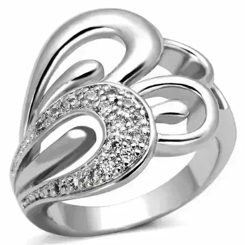 Bague en laiton rhodié 3W325 – Oxyde de zirconium AAA solitaire transparent (Éclat délicat)