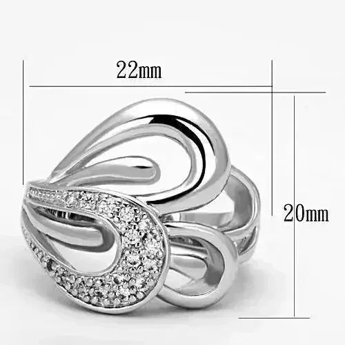 Bague en laiton rhodié 3W325 – Oxyde de zirconium AAA solitaire transparent (Éclat délicat)