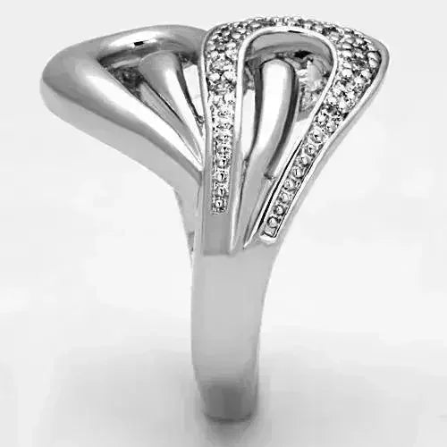 Bague en laiton rhodié 3W325 – Oxyde de zirconium AAA solitaire transparent (Éclat délicat)