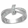 3W819 - Bague en laiton rhodié avec oxyde de zirconium de qualité AAA, de couleur claire