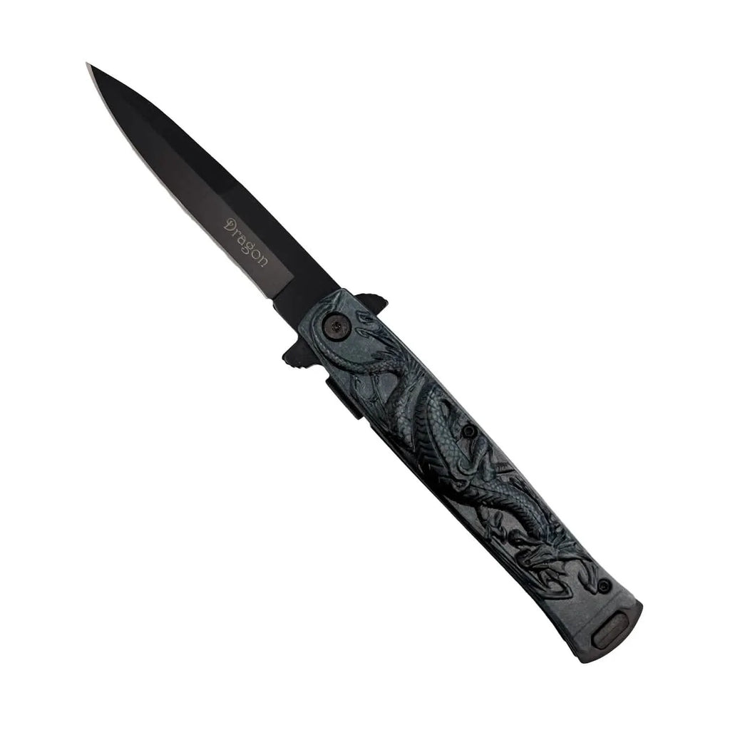 Couteau Dragon Noir de 4 po avec Manche en ABS