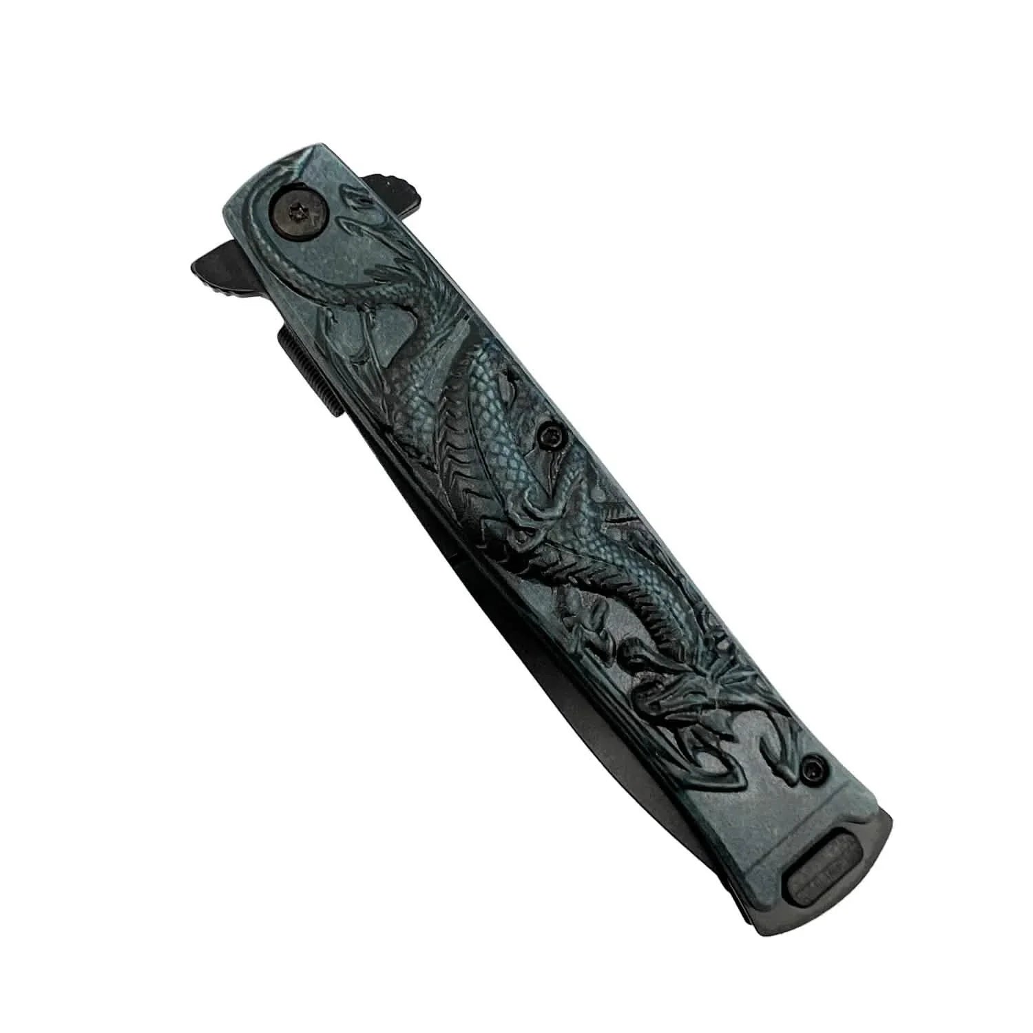 Couteau Dragon Noir de 4 po avec Manche en ABS