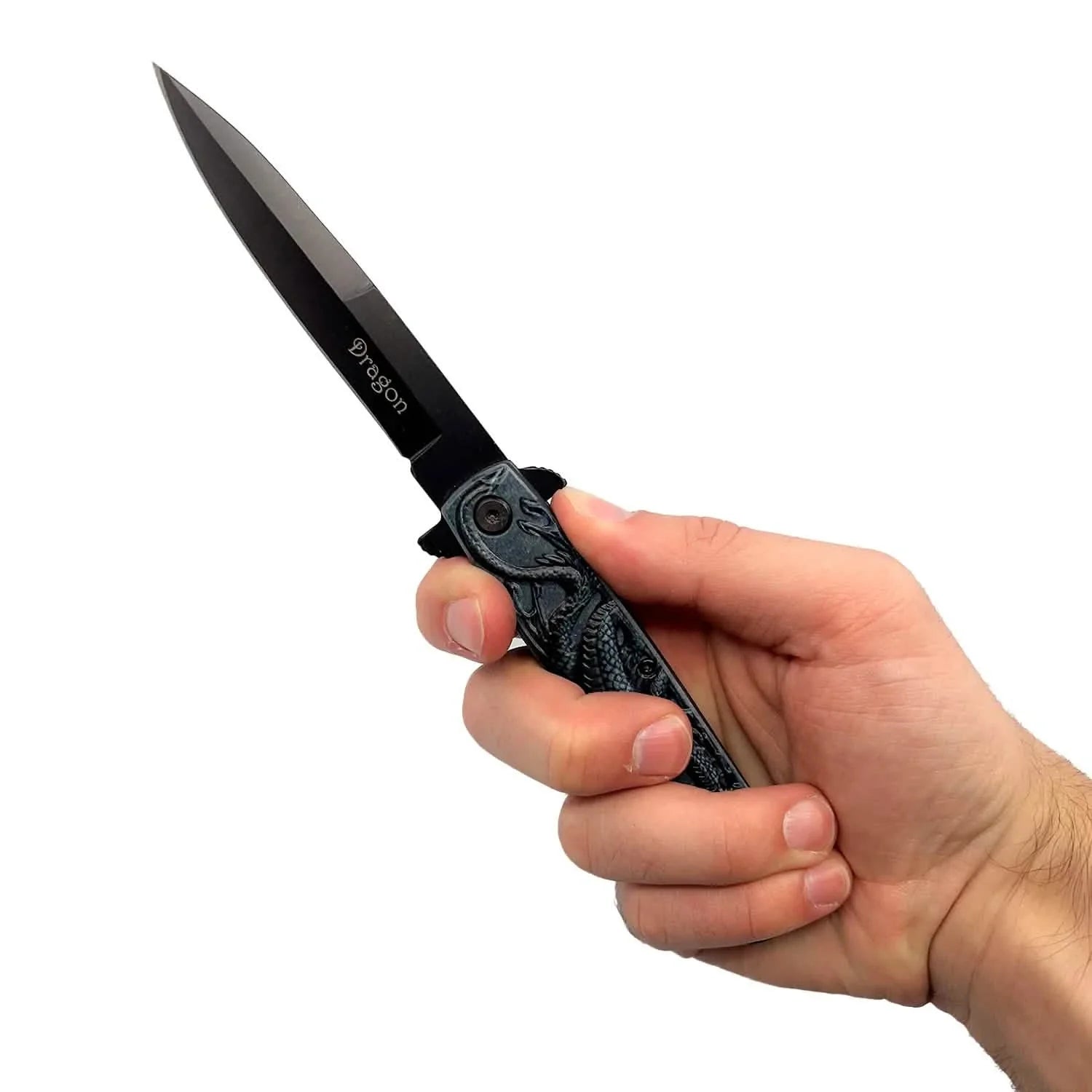 Couteau Dragon Noir de 4 po avec Manche en ABS