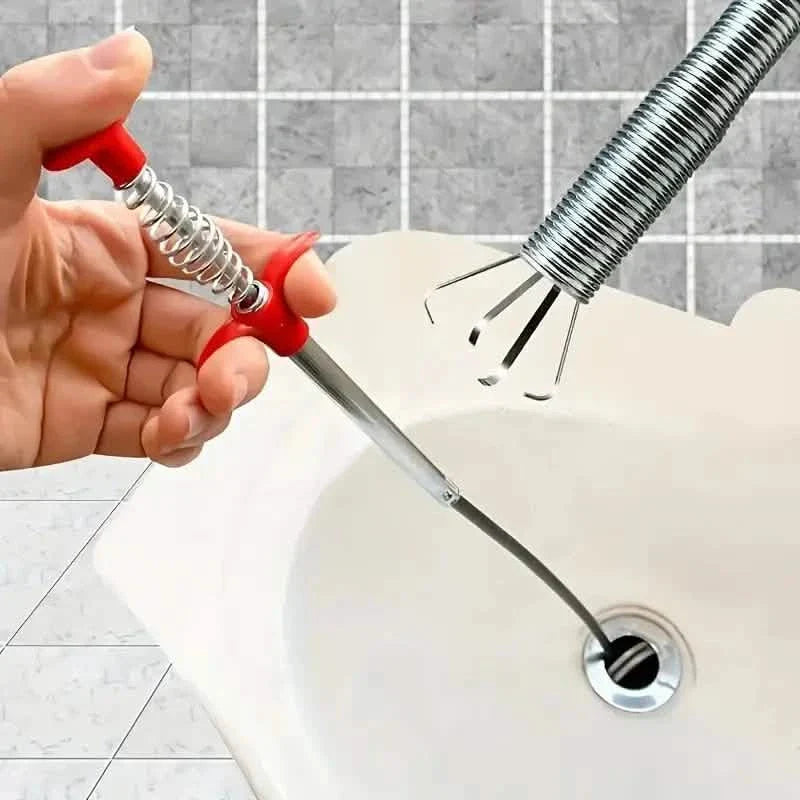 Déboucheur de tuyaux à 4 griffes, outil de plomberie à ressort pour cuisine et salle de bain, attrape-cheveux et débris