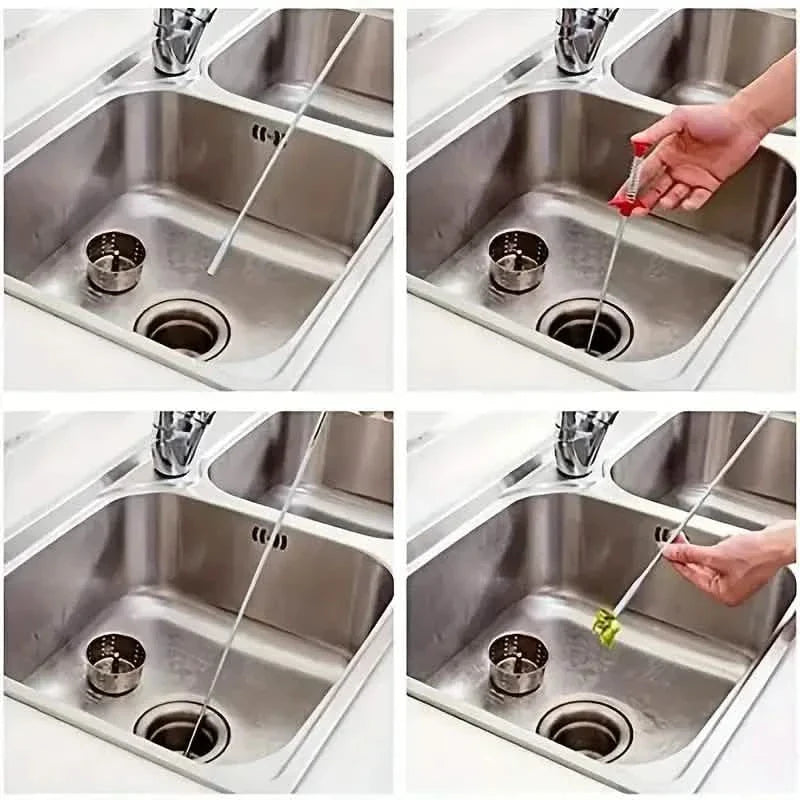 Déboucheur de tuyaux à 4 griffes, outil de plomberie à ressort pour cuisine et salle de bain, attrape-cheveux et débris