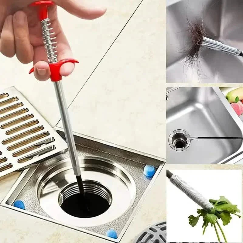 Déboucheur de tuyaux à 4 griffes, outil de plomberie à ressort pour cuisine et salle de bain, attrape-cheveux et débris