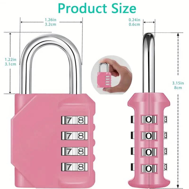Cadenas à combinaison en alliage de zinc étanche à 4 chiffres
