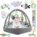 Tapis de Jeu et Parc Bébé 4-en-1 avec Oreiller, 18 Balles et 9 Jouets pour 0-3 Ans