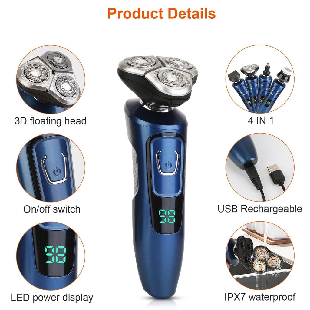 Rasoir électrique 4-en-1 rechargeable sans fil