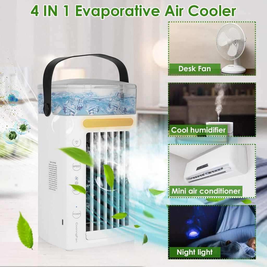 Ventilateur brumisateur rafraîchisseur d'air évaporatif 4-en-1