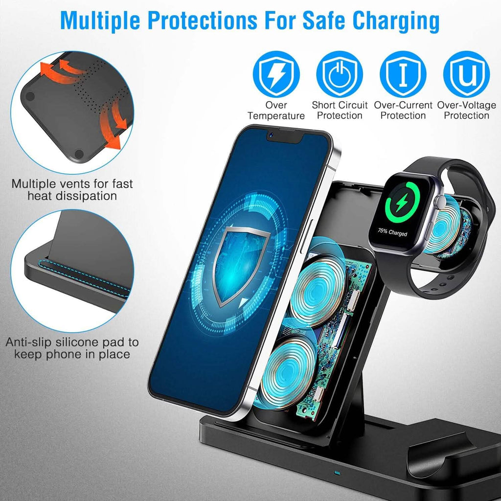 Chargeur sans fil pliable 4-en-1