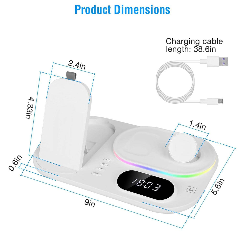 Support de station de recharge sans fil pliable 4 en 1