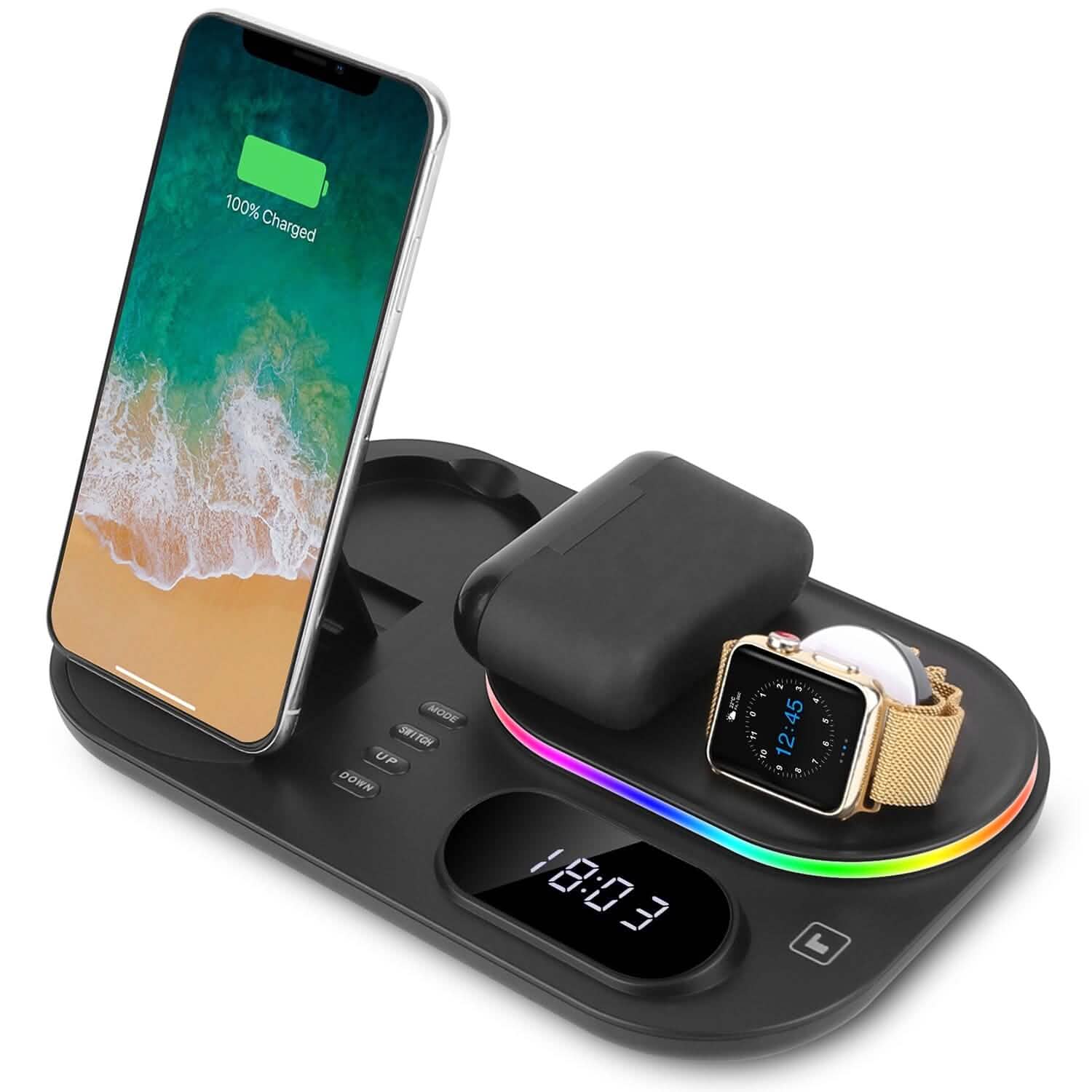 Support de station de recharge sans fil pliable 4 en 1