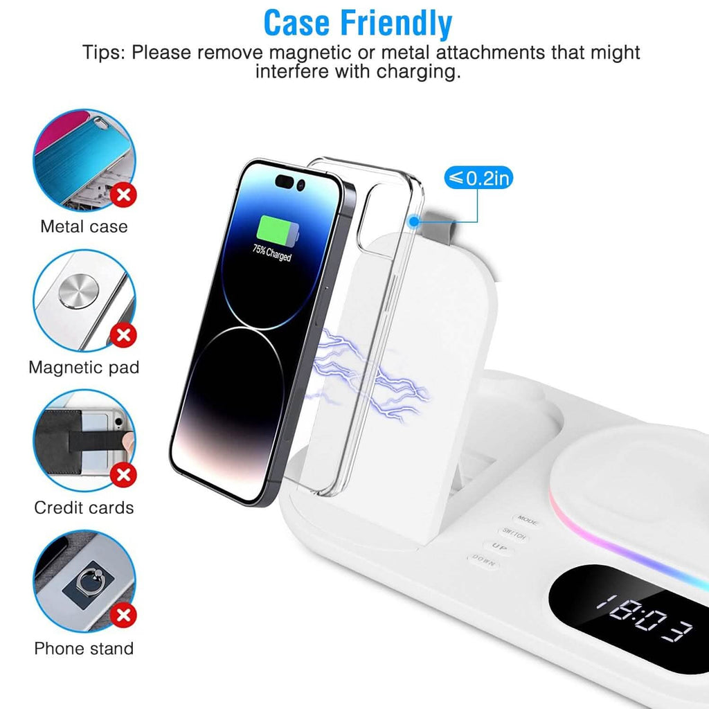 Support de station de recharge sans fil pliable 4 en 1