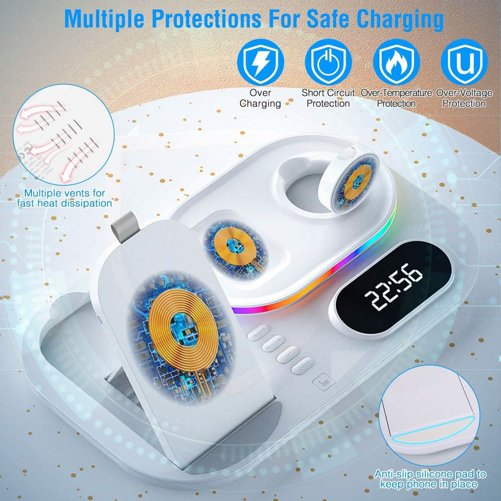 Support de station de recharge sans fil pliable 4 en 1