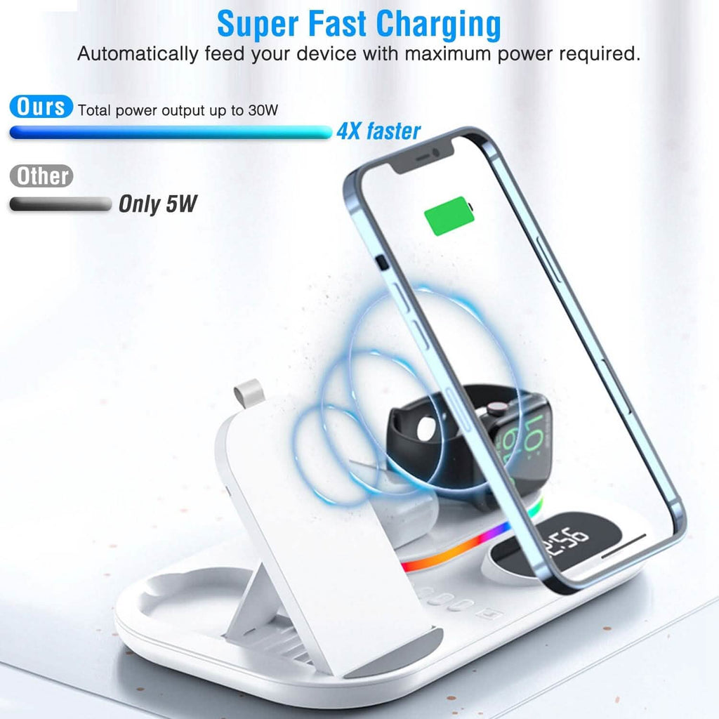Support de station de recharge sans fil pliable 4 en 1