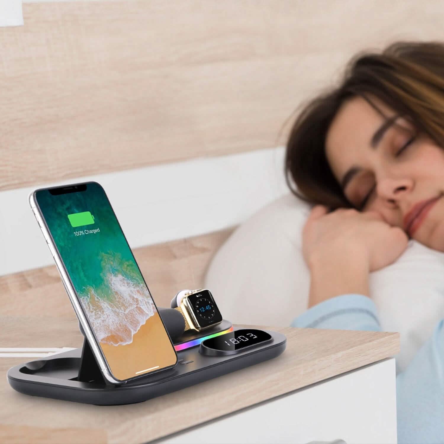 Support de station de recharge sans fil pliable 4 en 1