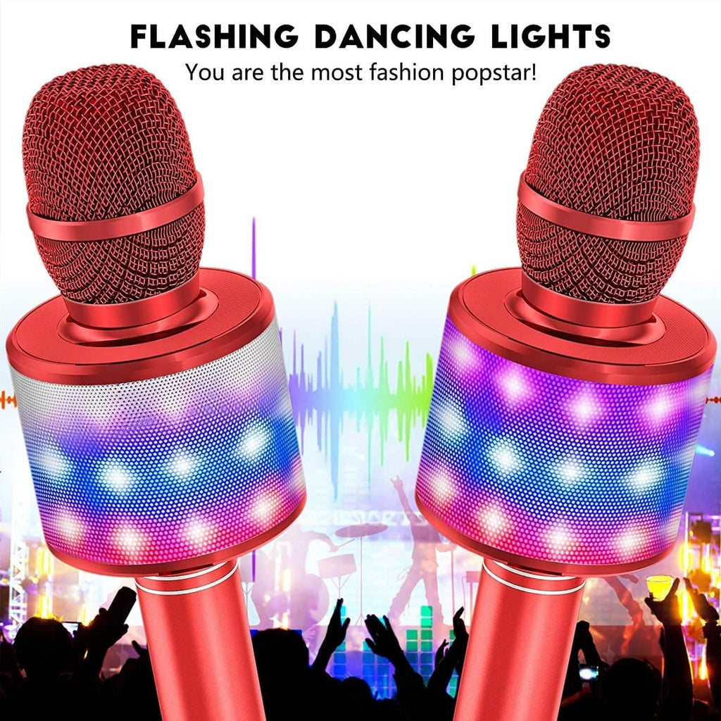 Microphone de karaoké 4-en-1 avec lumières LED
