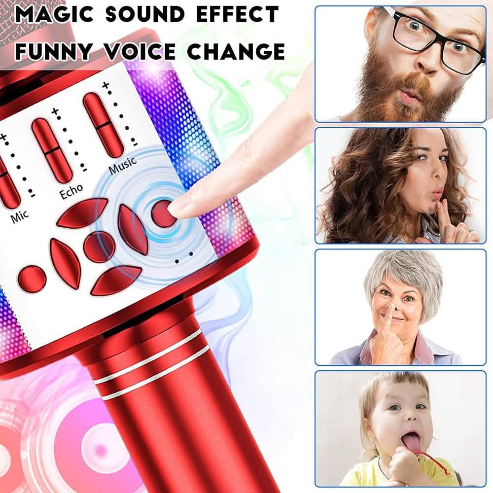 Microphone de karaoké 4-en-1 avec lumières LED