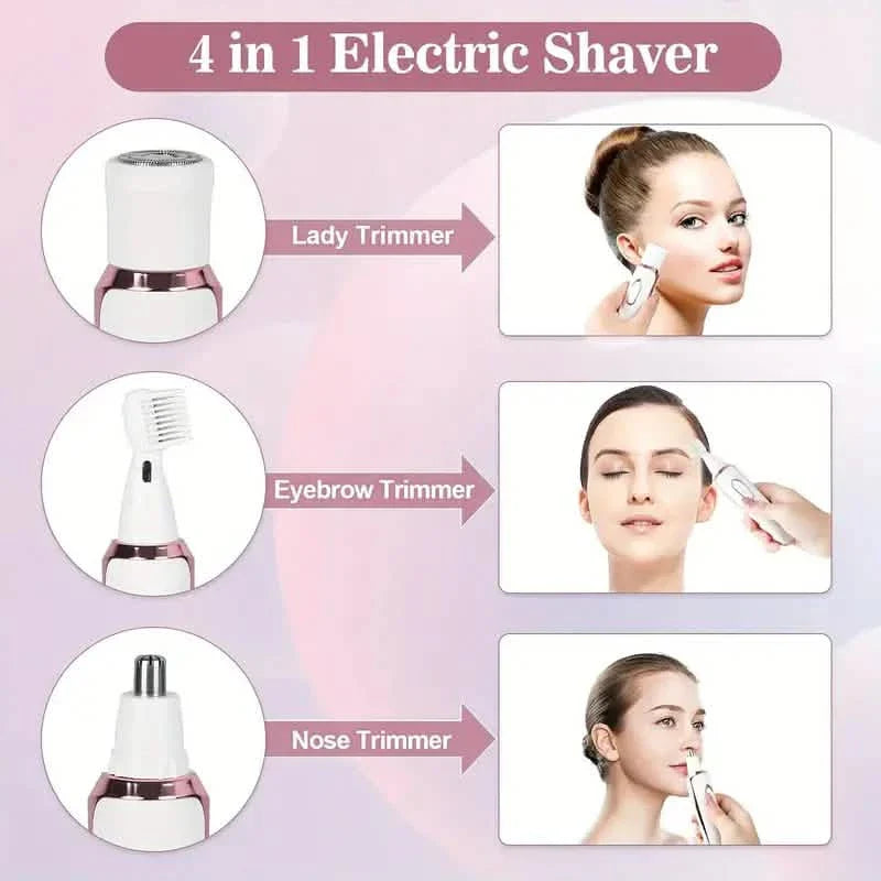 Rasoir électrique 4-en-1 ultra doux pour femmes - Utilisation sèche/humide, rechargeable par USB et portable pour tout le corps