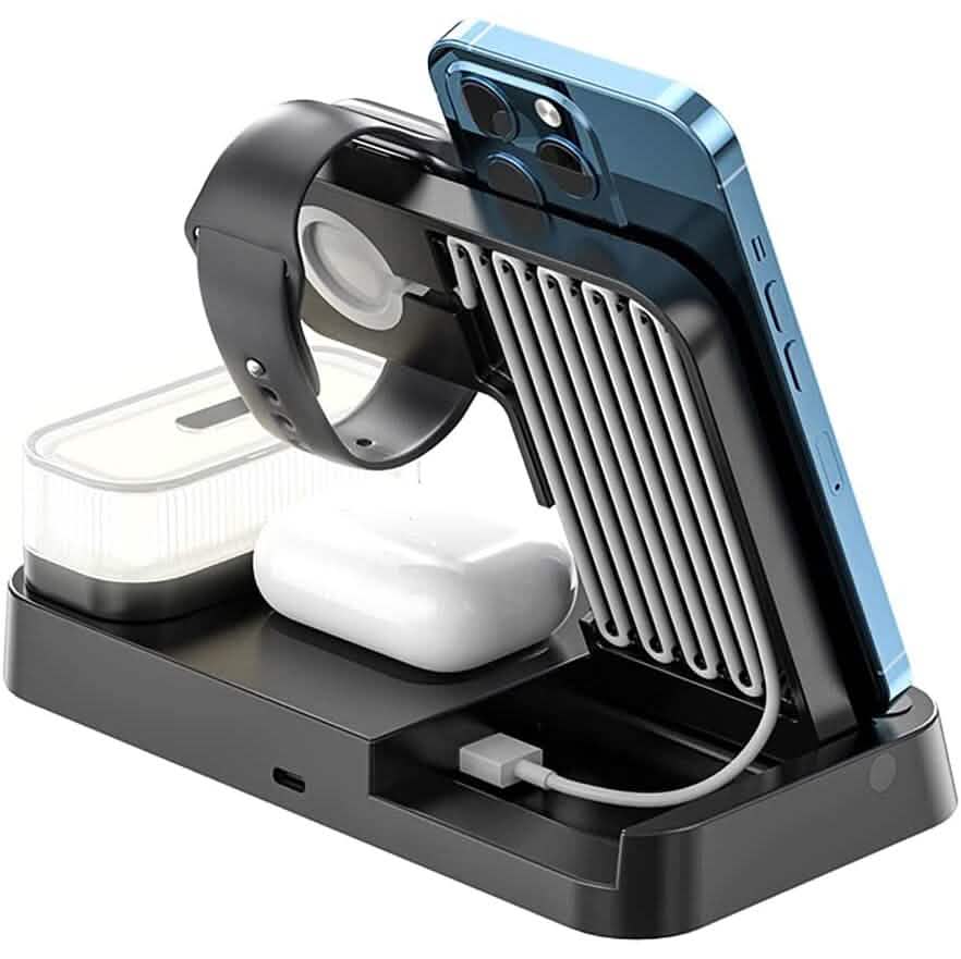 Station de charge sans fil 4 en 1 avec veilleuse LED