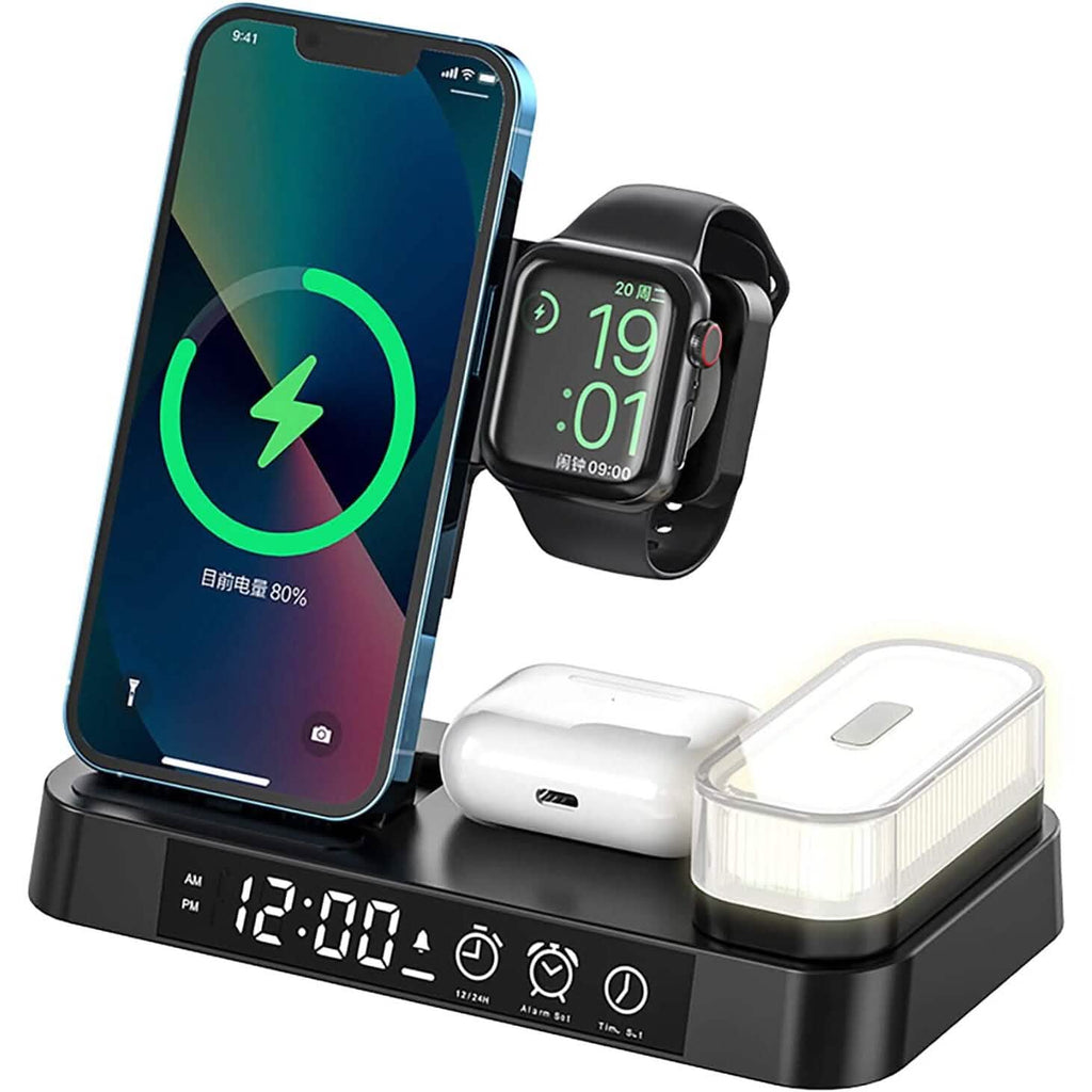 Station de charge sans fil 4 en 1 avec veilleuse LED