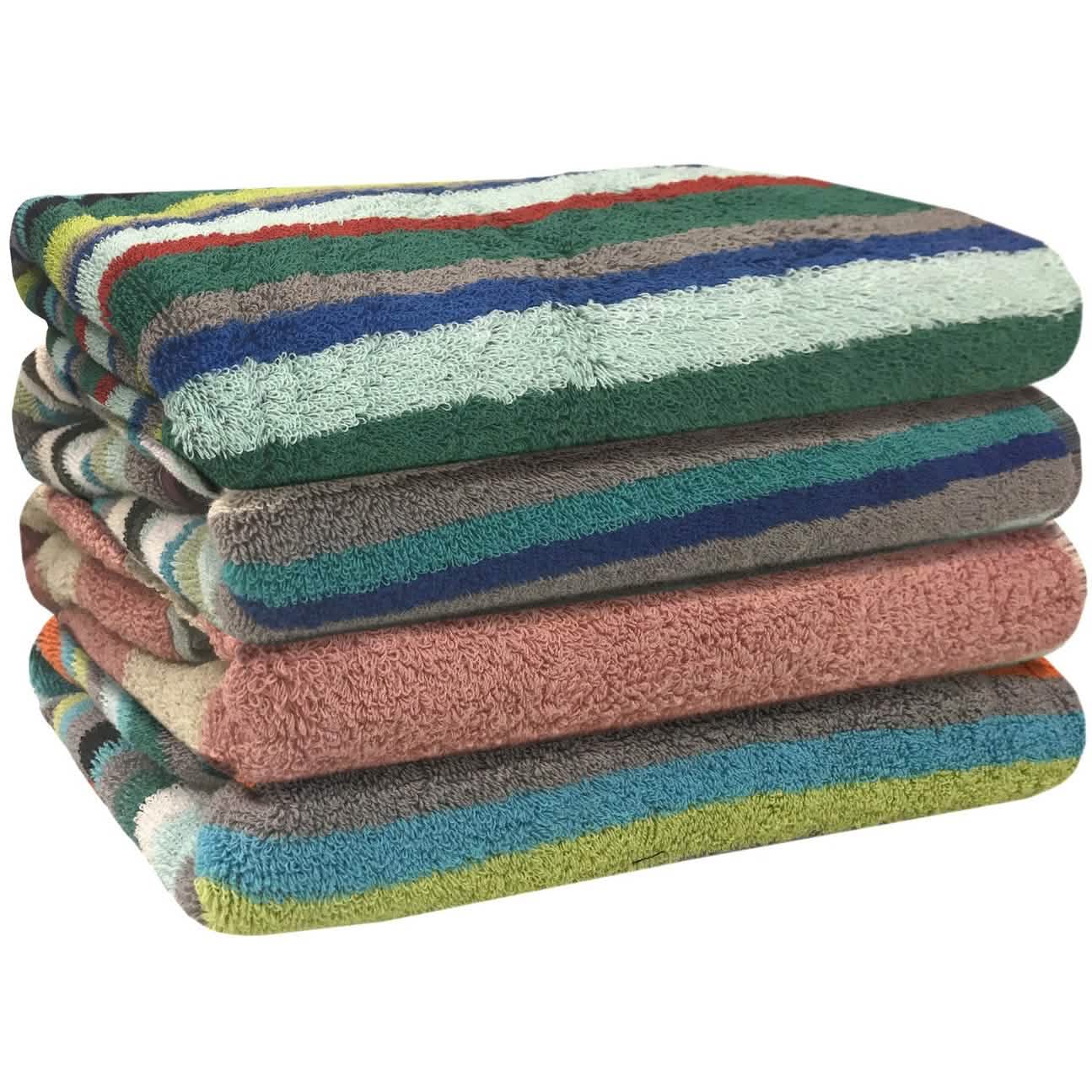 Lot de 4 serviettes de bain multicolores en 100 % coton extra absorbant