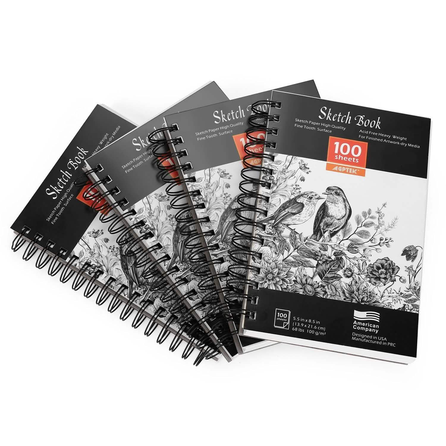 Lot de 4 : Carnet de croquis de 100 feuilles