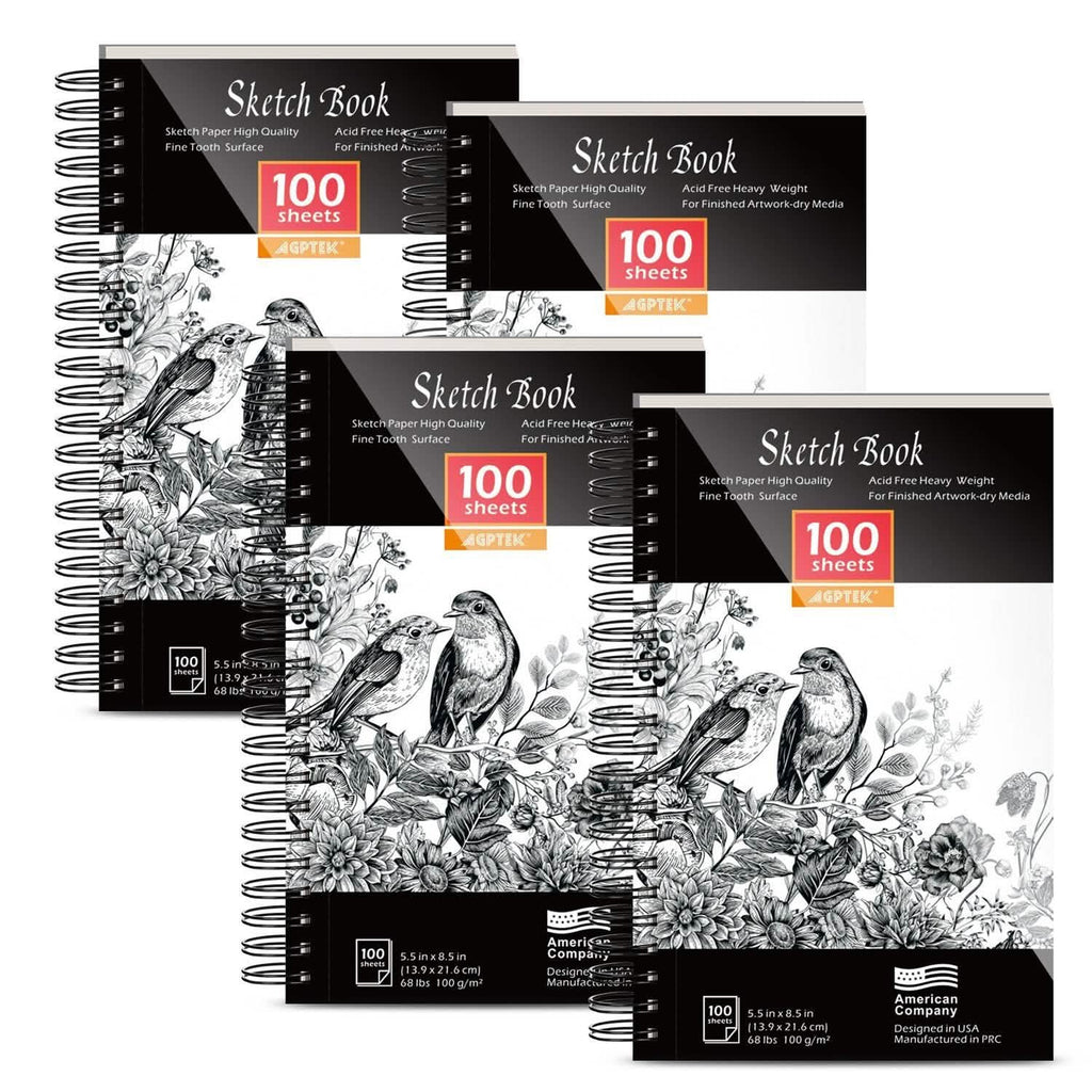 Lot de 4 : Carnet de croquis de 100 feuilles