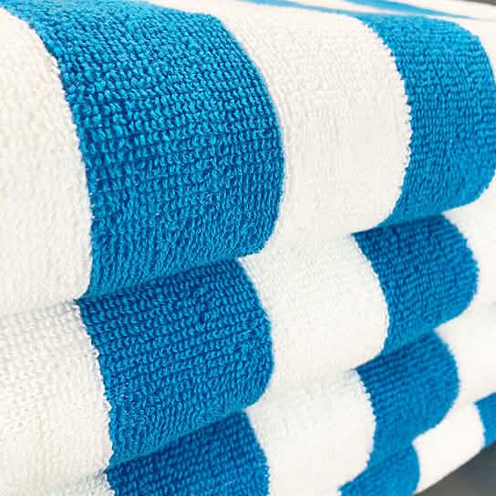 Lot de 4 serviettes de piscine/plage cabana hôtel rayées ultra douces 100 % coton de 76 x 152 cm