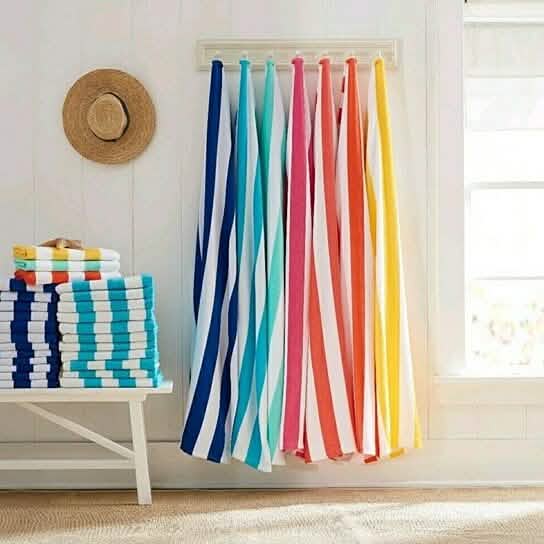Lot de 4 serviettes de piscine/plage cabana hôtel rayées ultra douces 100 % coton de 76 x 152 cm