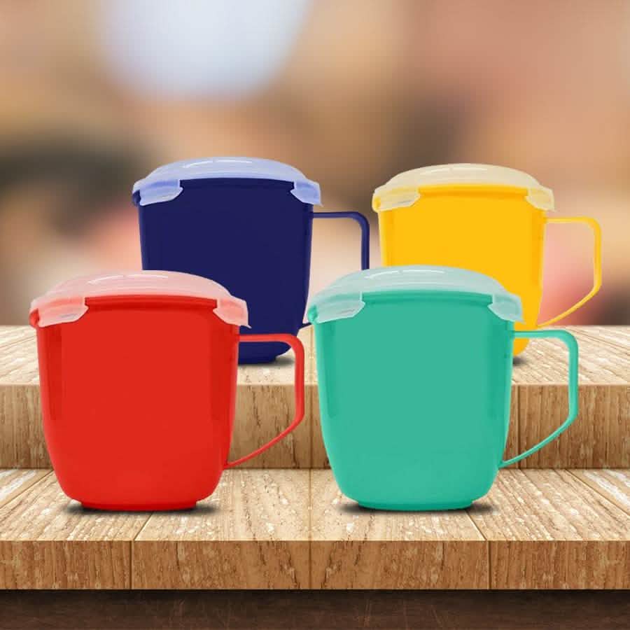 Lot de 4 : tasses micro-ondes Bell & Howell avec couvercles ventilés