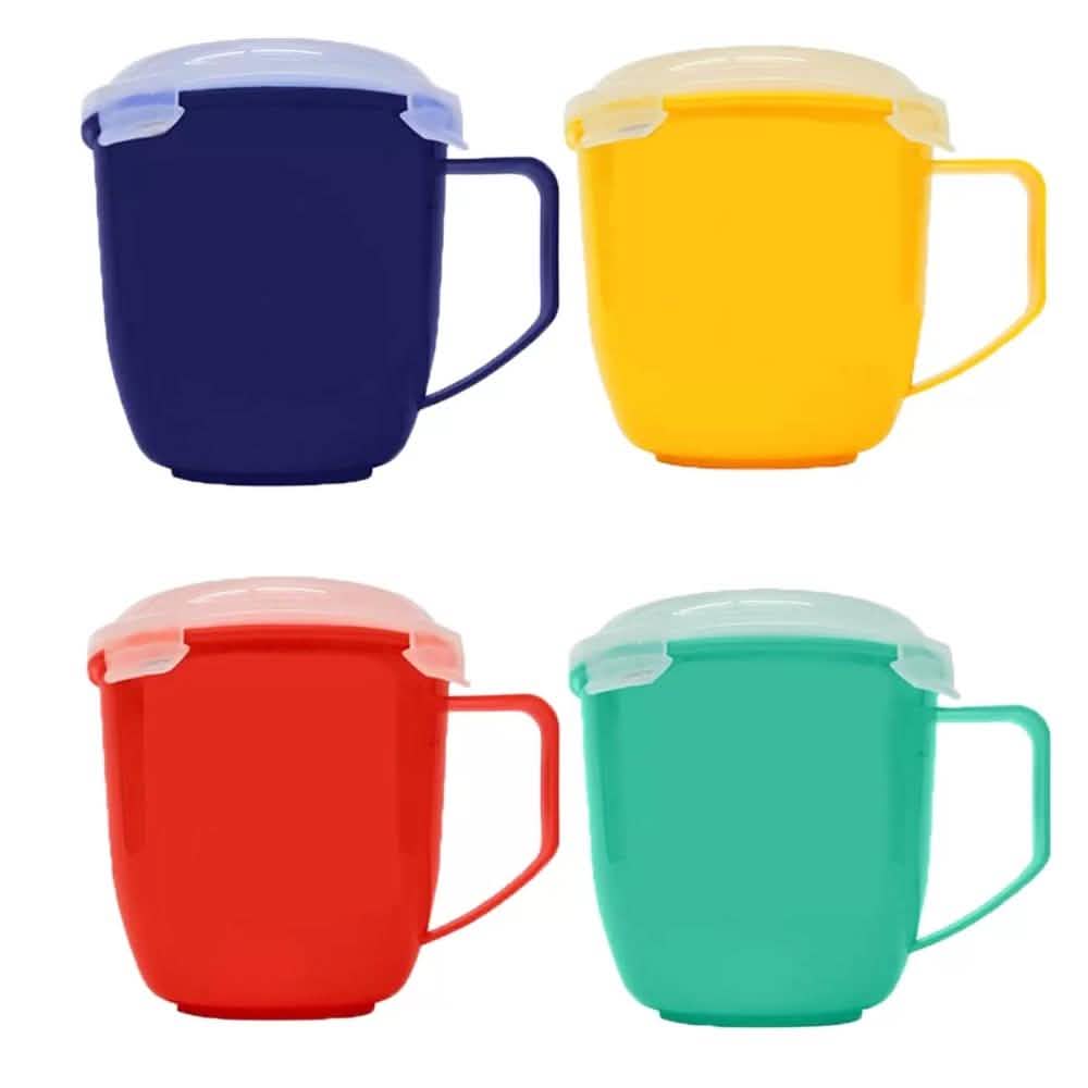 Lot de 4 : tasses micro-ondes Bell & Howell avec couvercles ventilés