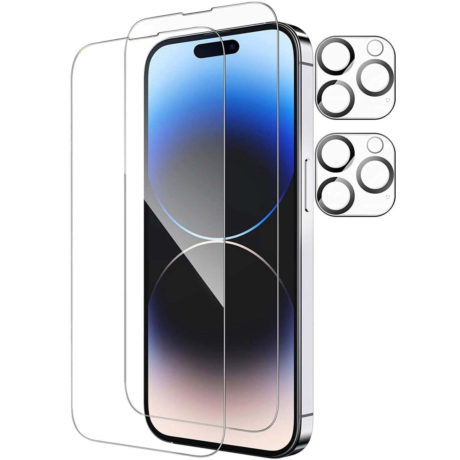Lot de 4 : Kit de protection d'écran et d'objectif d'appareil photo transparents