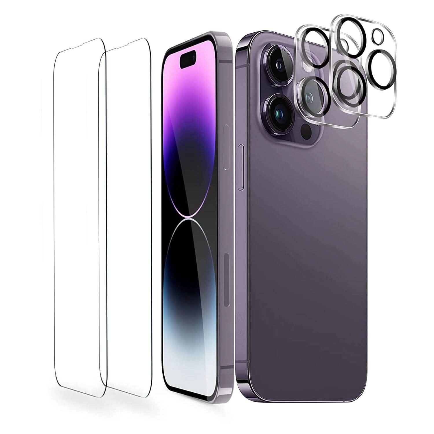 Lot de 4 : Kit de protection d'écran et d'objectif d'appareil photo transparents