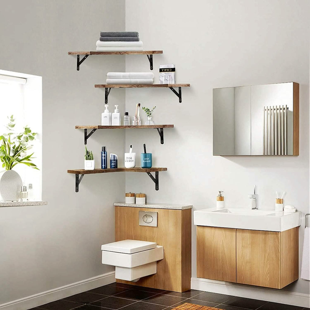 Lot de 4 : Étagère d'angle flottante murale de rangement et de présentation