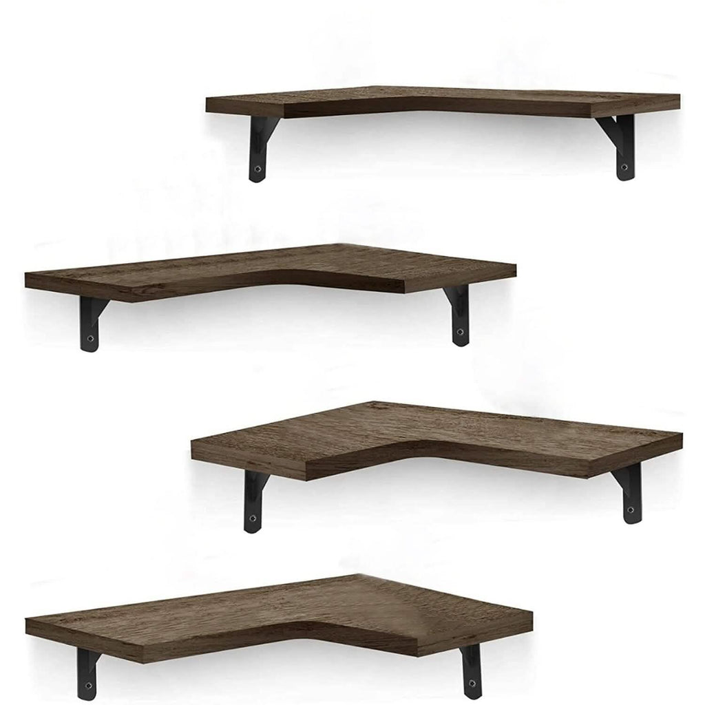 Lot de 4 : Étagère d'angle flottante murale de rangement et de présentation