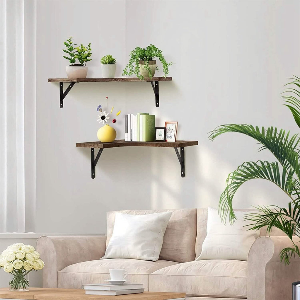 Lot de 4 : Étagère d'angle flottante murale de rangement et de présentation