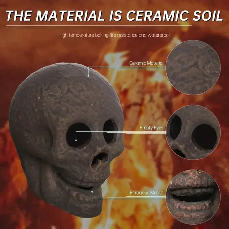 Lot de 4 : crânes en céramique pour brasero d'Halloween