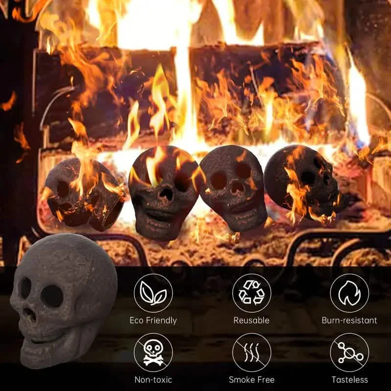 Lot de 4 : crânes en céramique pour brasero d'Halloween